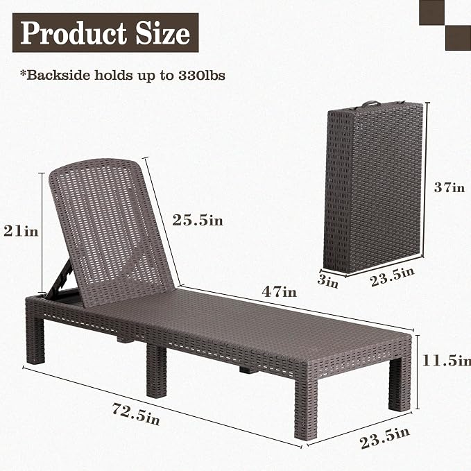 DIMAR GARDEN Outdoor Chaise Lounge, Pool Lounge Chair - Image 3