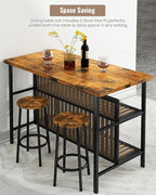 AWQM Kitchen Island with Seating & Storage Shelf, Wooden Island Table - Image 4