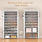 ROJASOP 10 Tier Shoe Rack with Covers Large Capacity Stackable Tall Shoe Shelf - Image 6