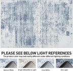 6x9 Area Rugs for Living Room: Washable Abstract Blue White Badroom Carpet | - Image 7