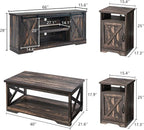 AMERLIFE 4-Piece Farmhouse Table Set Includes Sliding Barn Door TV Stand - Image 2