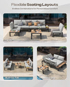 Aluminum Outdoor Patio Sofa Set, 2 Seats Modular Sectional Sofa - Image 3