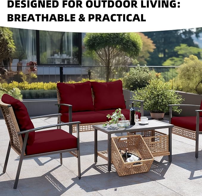 8Pcs Outdoor Cushion Covers, Elastic Patio Cushion Covers | Washable, - Image 4