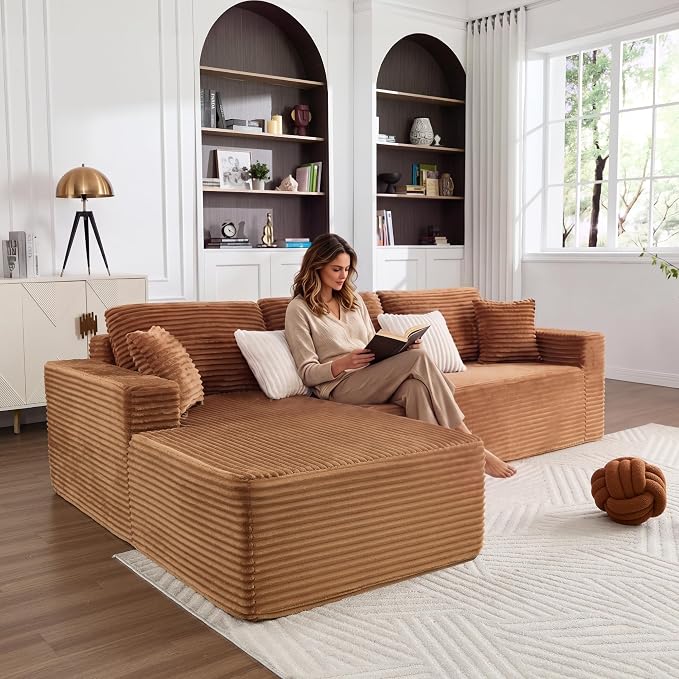 108" Boneless Couch, L-Shaped Modular Sectional Sofa by Unknown