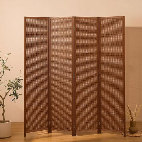 4 Panel Room Divider and Extra Wide Folding Privacy Screen, Bamboo Room Divider by cocosica
