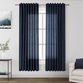 Navy Blue Semi Sheer Curtains 72 Inches Long 2 Panels Set by Nanspring
