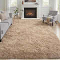 Area Rug Living Room Bedroom: 6x9 Fluffy Plush Shag Carpet Beige | by Luxturiy