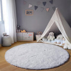White Round Area Rug 4ft, Soft Bedroom Circle Rugs Floor Mat - Image 5