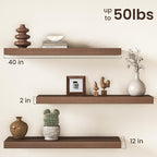 40Inch Walnut Floating Shelves for Wall, 12 Inch Deep Shelves for Bedroom - Image 3