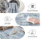 Soalmost 9x12 Area Rugs for Living Room Washable Rug Non-Slip Blue | Large - Image 4
