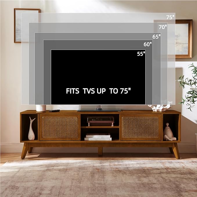 LKTART 68 Inch Mid Century Modern TV Stand - Image 4