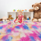 Fluffy Rainbow Colorful Rug for Living Room 6x9 Kawaii Rainbow Tie Dye Area Rug - Image 4