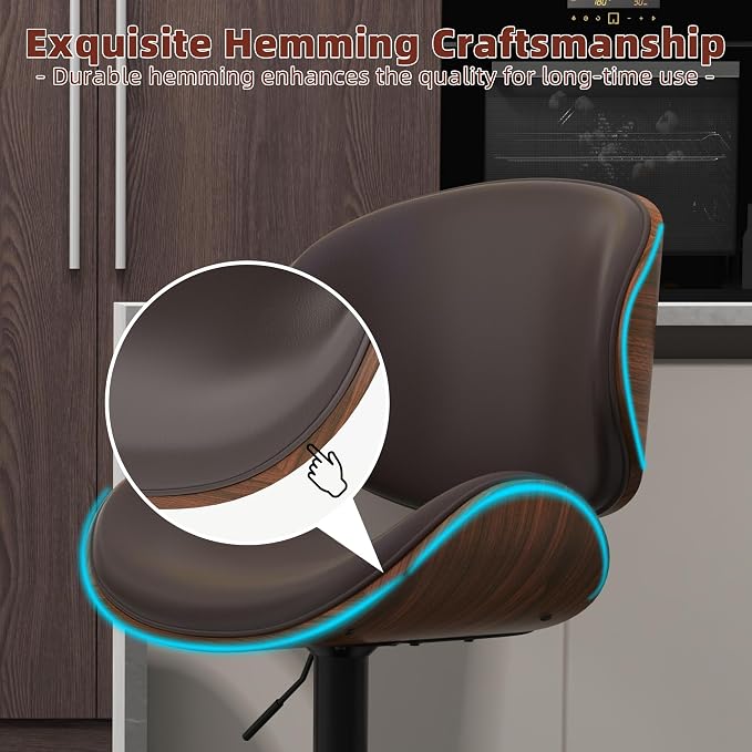 civama Brown Bar Stools Set of 2 - Image 5