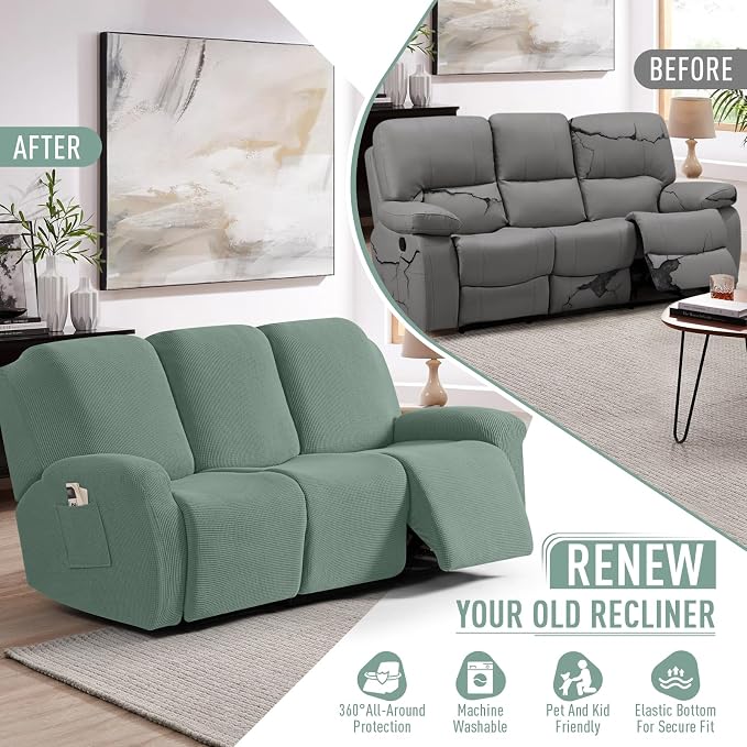 TAOCOCO Recliner Sofa Covers 8-Pieces Stretch Large Couch Covers - Image 4