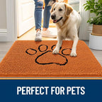 OLANLY Dog Door Mat for Muddy Paws 48x30, Paw Print Design Chenille Mud Mat | - Image 6