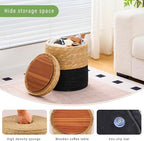 Wimarsbon Round Pouf Ottomans, Handwoven Natural Water Hyacinth Seagrass Pouffe - Image 6