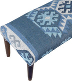 LR Home Blue/Ivory Handmade Upholstered Bench - Image 5