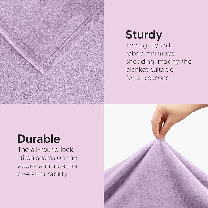 Utopia Bedding Fleece Bed Blanket California King Size Lilac | Microfiber Plush - Image 7