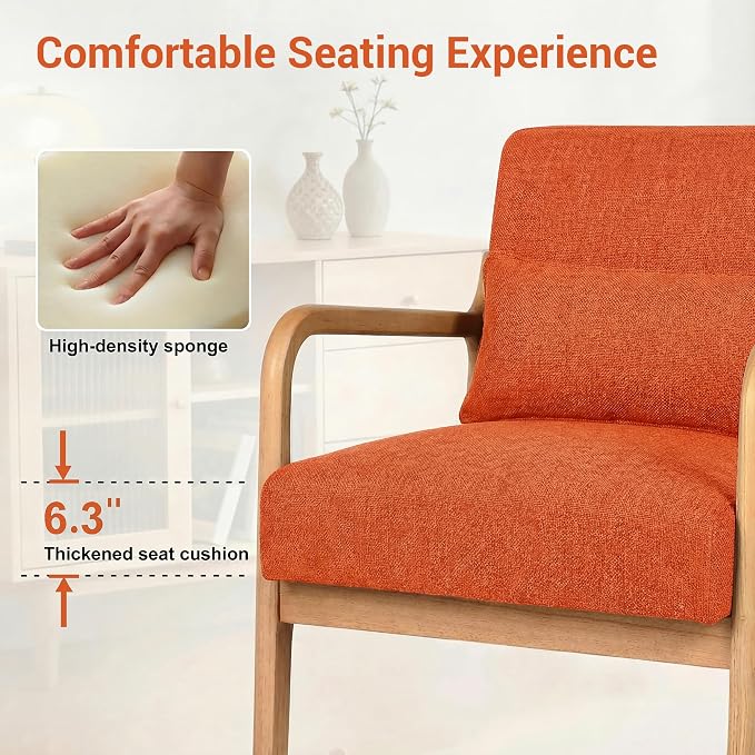 Mid Century Accent Chair, Comfy Arm Chair - Image 5
