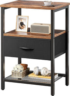 Huuger Night Stand with Fabric Drawer, Side Table with Mesh Shelf, Bedroom by Huuger