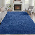 Area Rug Living Room Bedroom: 4x6 Fluffy Plush Shag Carpet Blue | by Luxturiy