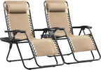 Devoko Set of 2 Zero Gravity Lounge Chairs, Outdoor Folding Adjustable Steel by DEVOKO