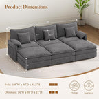Vesgantti 108" Sectional Sleeper Sofa, 6-Seater Oversized Modular Cloud Couch - Image 2