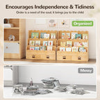 ELYKEN Kids Bookshelf with 2 Drawers, 3-Tier Bamboo Book Shelf - Image 8