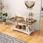 Function Home Farmhouse Coffee Table, 2-Tier Center Table - Image 4