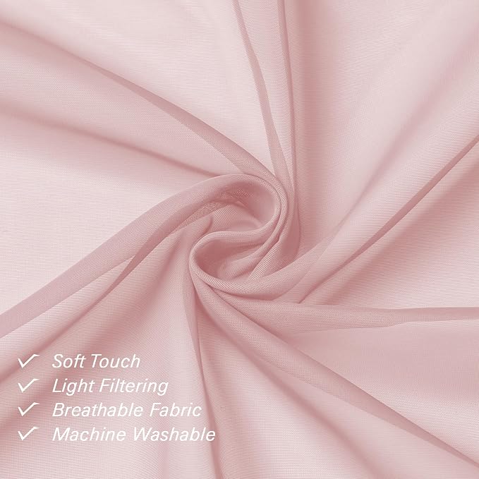 Blush Pink Sheer Curtains 78 Inches Long 2 Panels, Modern Airy Voile Solid - Image 5