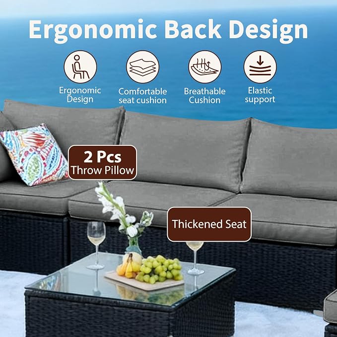 7 Pieces Black Patio Furniture Set - Image 6