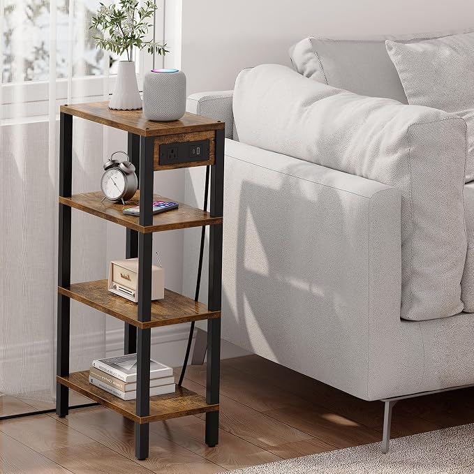 TUTOTAK Narrow Side Table with Charging Station, Small End Table with USB Ports - Image 6