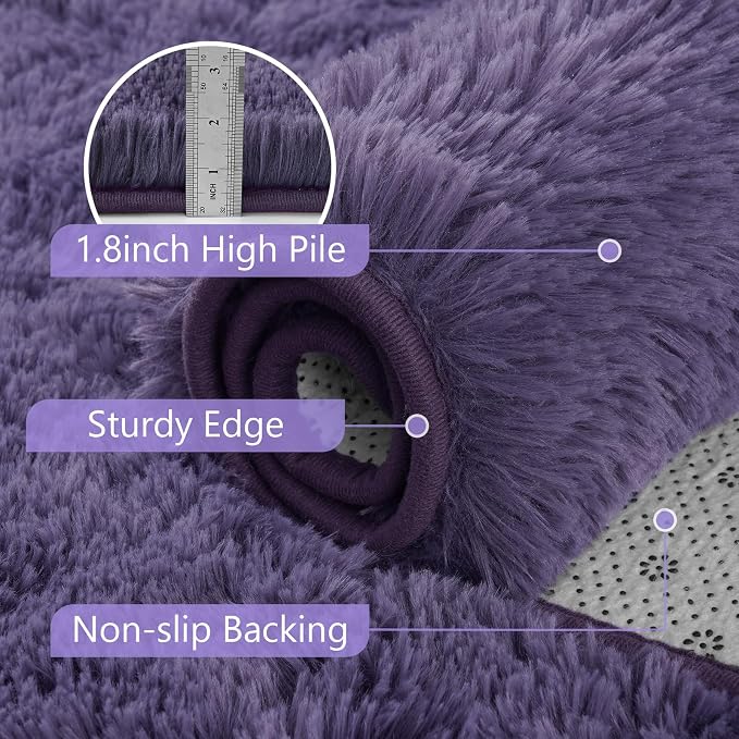 4'x5'3'' Taro Purple Fluffy Soft Area Rug Non-Slip - Image 6