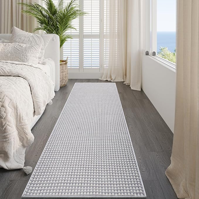 Hallway Runner Rug Extra Long Kitchen Runner Washable Gray 2x8 ft | Boho Woven - Image 8