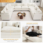 147'' Oversized U Shaped Cloud Sectional Sofa, Chenille Deep Seat Couches - Image 3