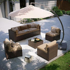 Aoxun Patio Furniture Set with Umbrella, 8 Piece Outdoor Sectional Sofas by Aoxun