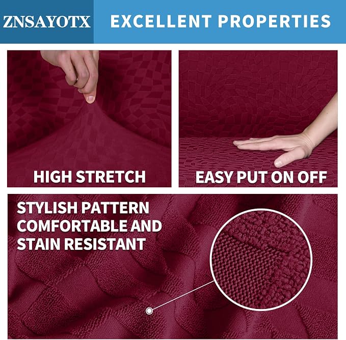 ZNSAYOTX 1 Piece Stretch Oversized Sofa Covers, New Plaid Couch Cover - Image 3