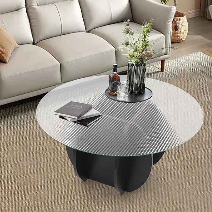 Round Glass Coffee Table for Living Room - Image 5
