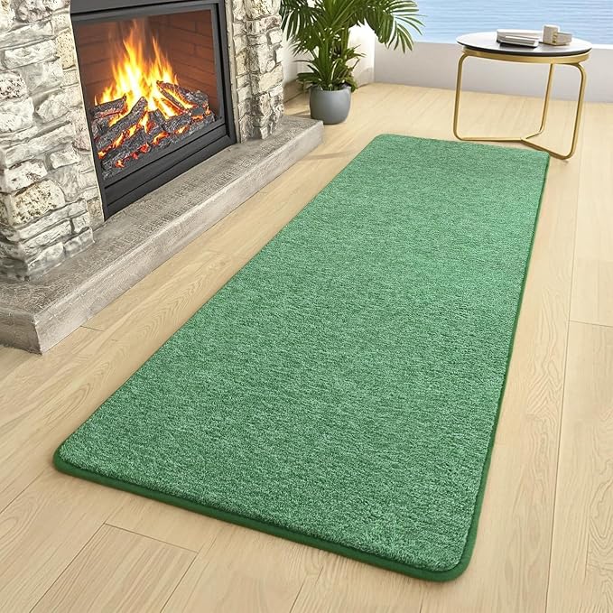 2x6 Runner Rug for Hallway, Long Runner Rugs Non Slip, Matte Green | Soft - Image 3