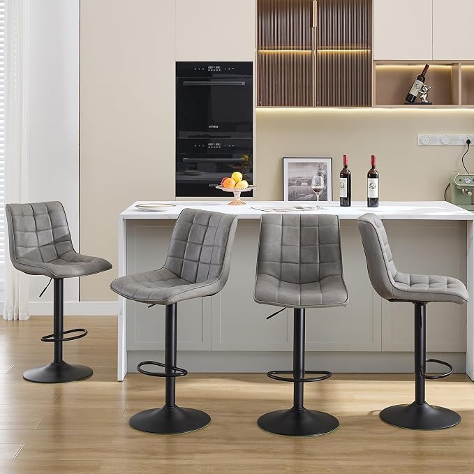 FIRAVOE Swivel Bar Stools Set of 4, Modern Adjustable Bar Stools - Image 8