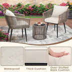 Kromax 3 Pieces Patio Rattan Bistro Conversation Set, Outdoor All-Weather - Image 4
