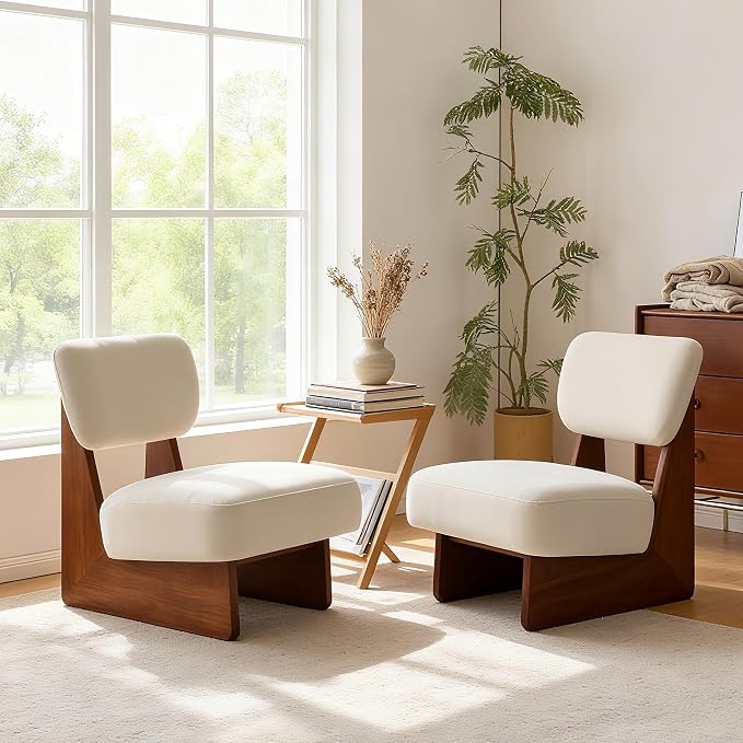 GDFStudio Upholstered Armless Accent Chairs Set of 2 Modern Side Chair by GDFStudio