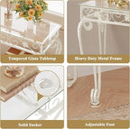HavenlyYouth Console Table 47.2", Tempered Glass Sofa Table - Image 4
