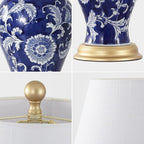 JONATHAN Y 24" Navy/White French Country Ceramic Floral Urn Table Lamp - Image 6