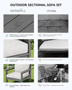 SERWALL HDPE Patio Conversation Set, 6-piece Sectional Outdoor Furniture Set - Image 5