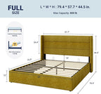 Allewie Full Size Lift Up Storage Bed, Modern Wingback Headboard, Hydraulic - Image 2