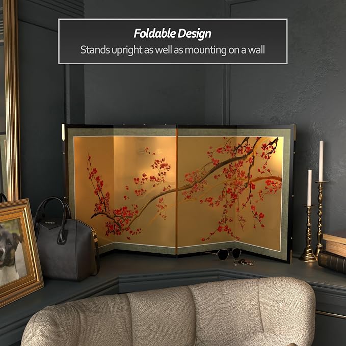 Oriental Furniture Plum Tree on Gold Leaf - Image 3
