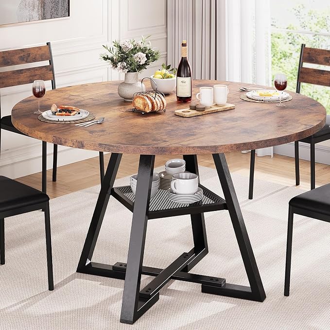 Jocoevol Round Dining Table for 4, Kitchen Dining Room Circle Dinner Pedestal by JOCOEVOL