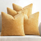 MIULEE Soft Decorative Chenille Pillow Covers Gold 20x20 Pack of 4 | Modern by MIULEE