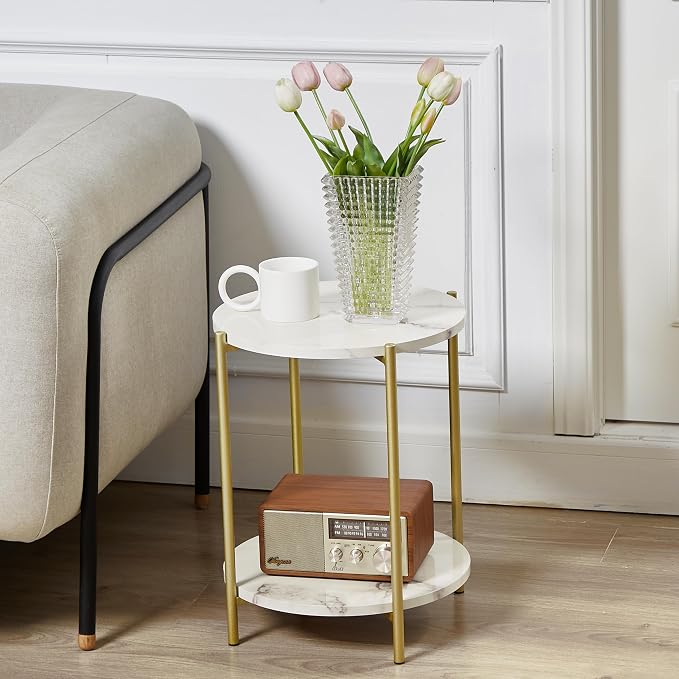 Gawicpy 2 Tier Round Side Table, Folding End Tables Coffee Table Simplistic - Image 7